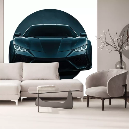 Sticker Sportwagen op een aquarelachtergrond