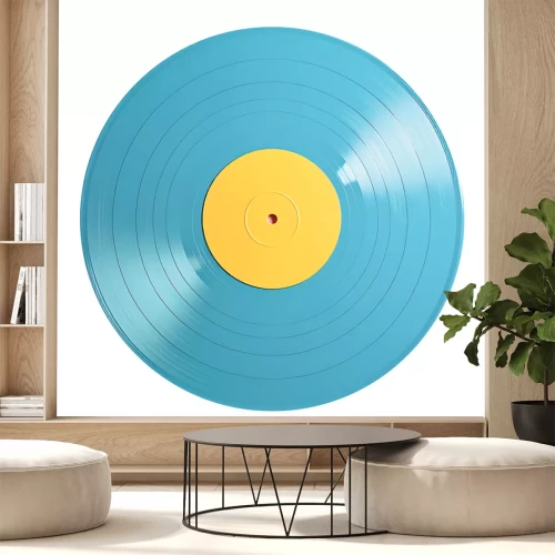 Sticker 3D blauwe vinylplaat