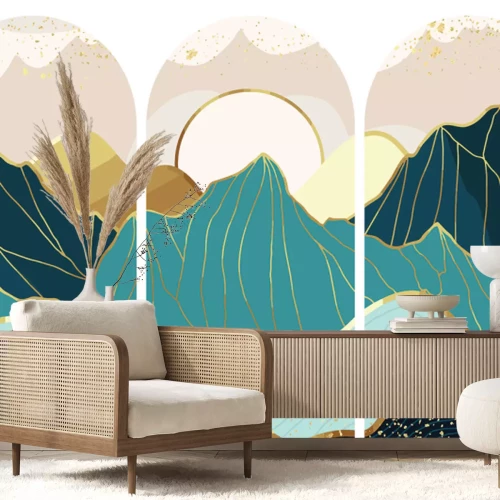 Sticker Abstract landschap met een bergmotief