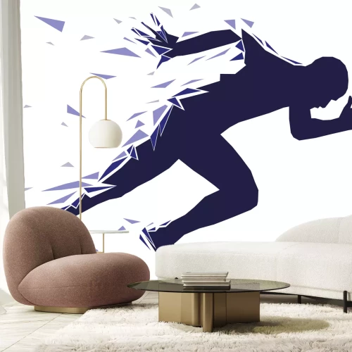 Sticker Abstracte silhouet van een hardloper met geometrische vormen