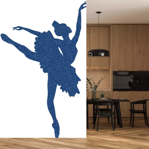 Sticker Een ballerina met bloemen in een danshouding
