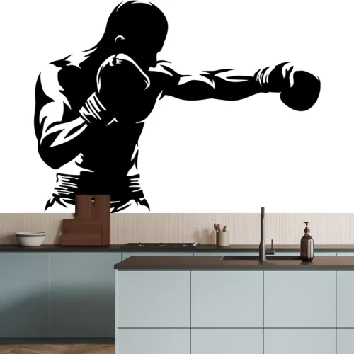 Sticker Zwart silhouet van een bokser