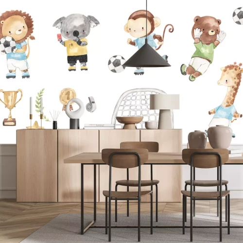 Sticker Aquarel dieren die voetballen