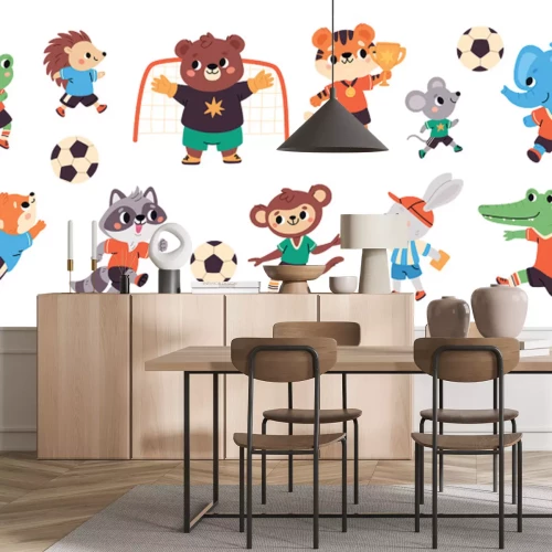 Sticker Dieren die voetballen: patroon voor kinderen