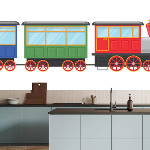 Sticker Kleurrijke locomotief met wagons