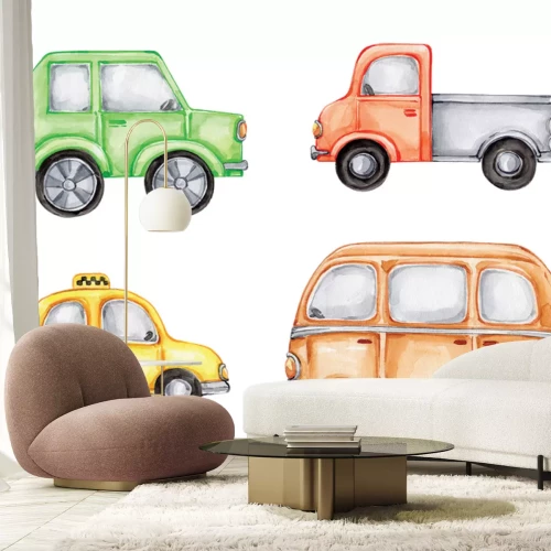 Sticker Aquarel auto's patroon voor kinderen