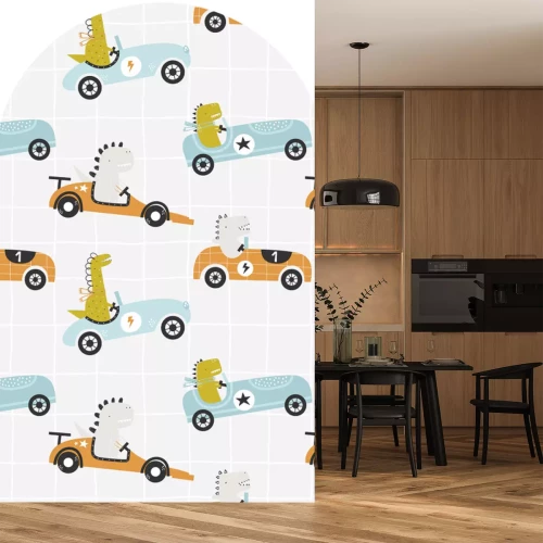 Sticker Krokodillen in raceauto's in Scandinavische stijl