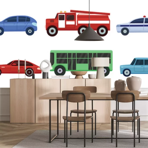 Sticker Kleurrijke stadsvoertuigen