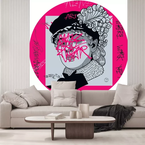 Sticker Abstract popartportret met opschriften