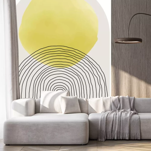 Sticker Abstracte bogen en een gele cirkel