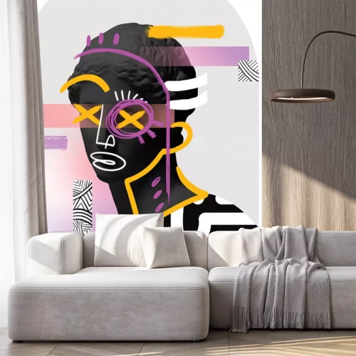 Sticker Abstracte collage met een popart-sculptuur