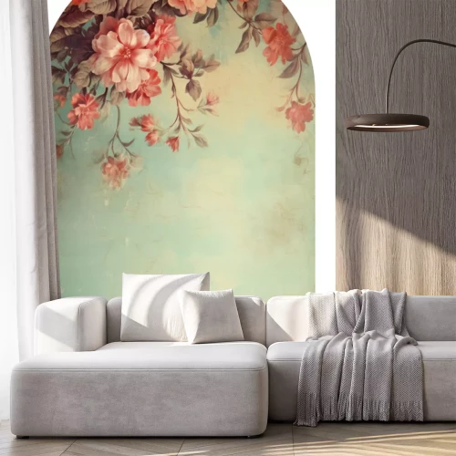 Sticker Bloemen op een vintage betonnen achtergrond