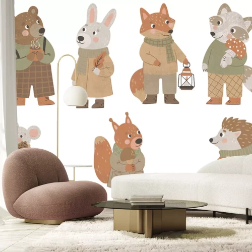 Sticker Bosdieren in herfstkleding