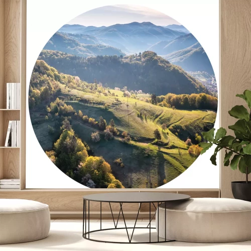 Sticker Groene heuvels en bergen, een schilderachtig landschap