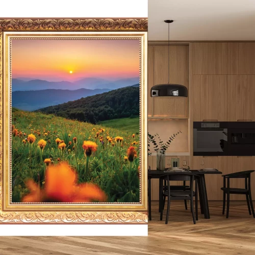 Sticker Berglandschap tijdens zonsondergang