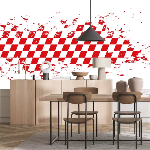 Sticker Rode en witte geblokte racevlag