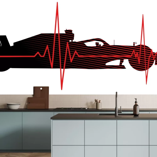 Sticker Een raceauto met een ECG-lijn
