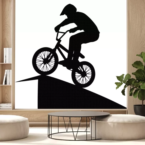 Sticker Het silhouet van een BMX-atleet