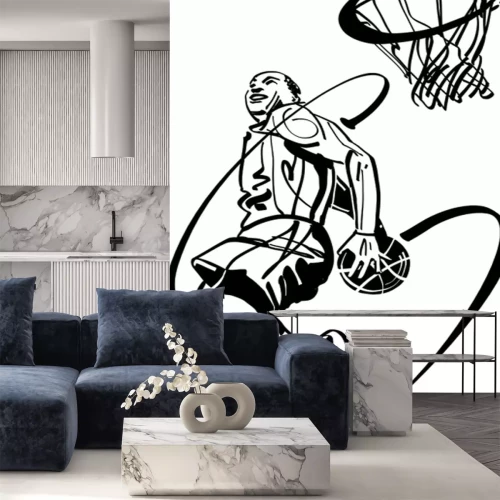 Sticker Een basketballer die dunkt