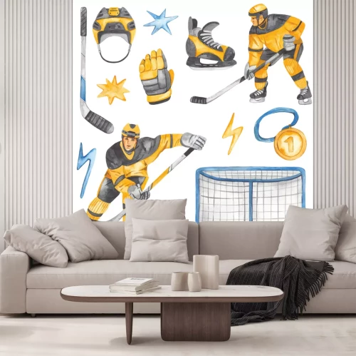 Sticker Aquarel hockeyspelers