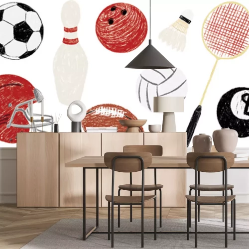 Sticker Sportuitrusting in schetsstijl