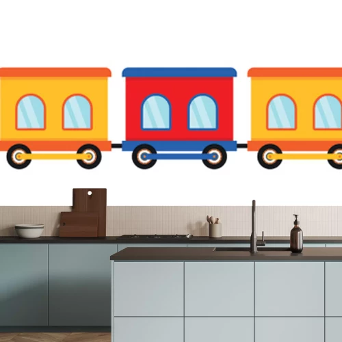 Sticker Kleurrijk treinpatroon voor kinderen