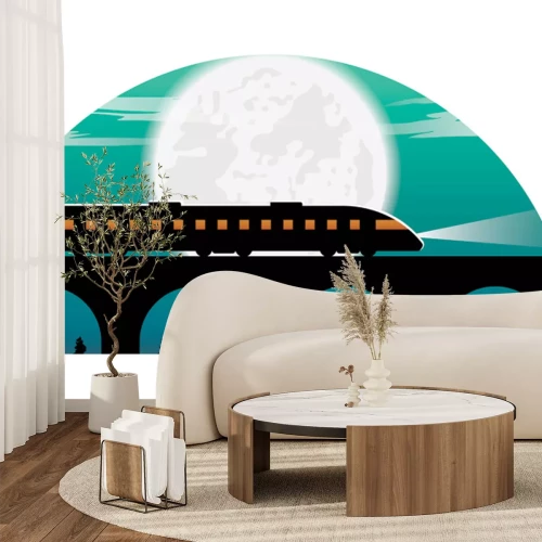 Sticker Trein op een spoorbrug 's nachts