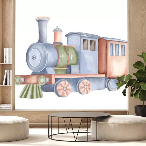 Sticker Aquarel locomotiefpatroon voor kinderen