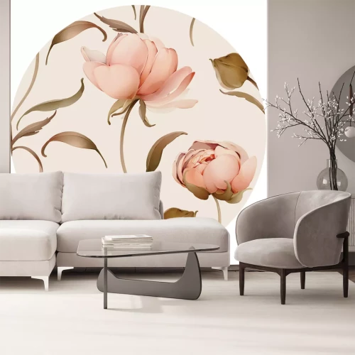 Sticker Aquarelillustratie van pioenrozen.