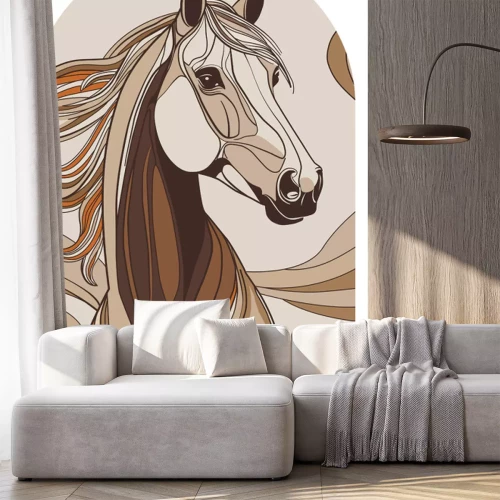 Sticker Abstract portret van een paard in bruintinten