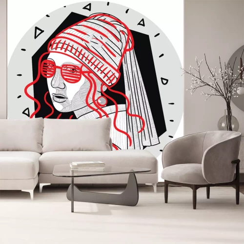 Sticker Surrealistisch portret van het meisje met de parel.