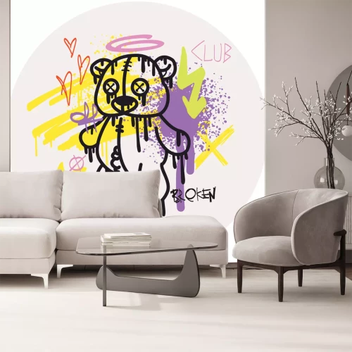 Sticker Teddybeer en straatkunst met opschriften