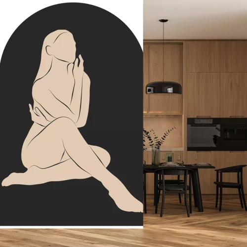 Sticker Minimalistisch vrouwelijk silhouet in een moderne stijl