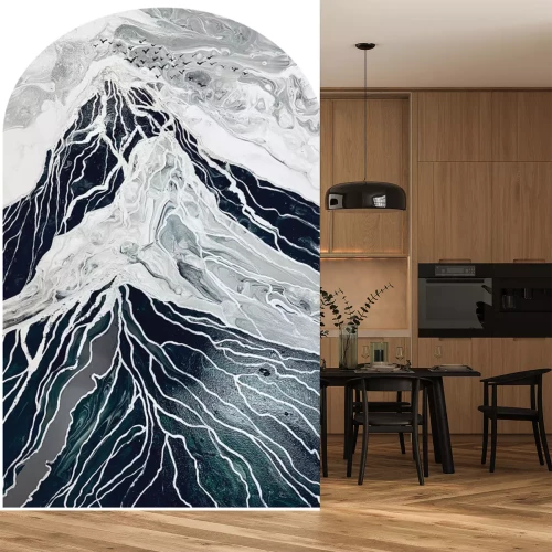 Sticker Berglandschap in abstracte stijl