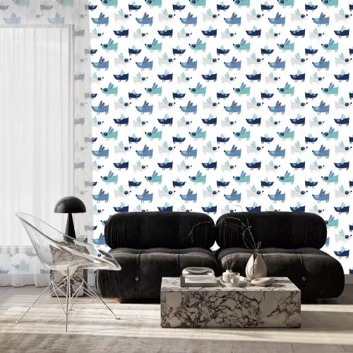 Behang Blauwe honden met lange oren