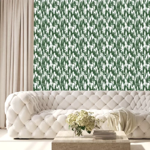 Behang Minimalistisch dicht naaldbos