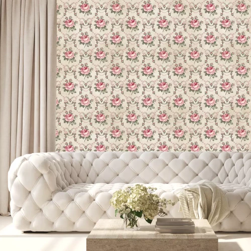 Behang Rozenpatroon in Engelse stijl