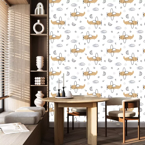 Behang Vliegtuigen in cartoonstijl