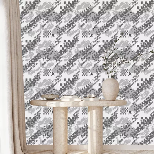 Behang Automotieve patronen in grijstinten