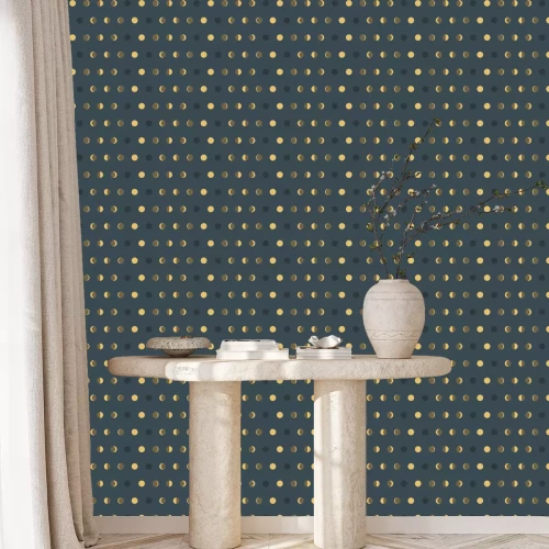 Behang Gouden manen op een donkere achtergrond