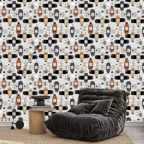 Behang Dieren op vliegtuigen patroon voor kinderen