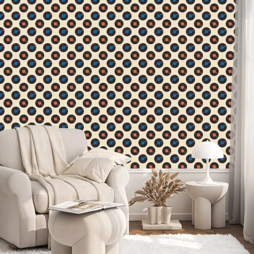 Behang Vintage muziekthema met platen