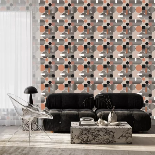 Behang Abstracte compositie van vormen en lijnen