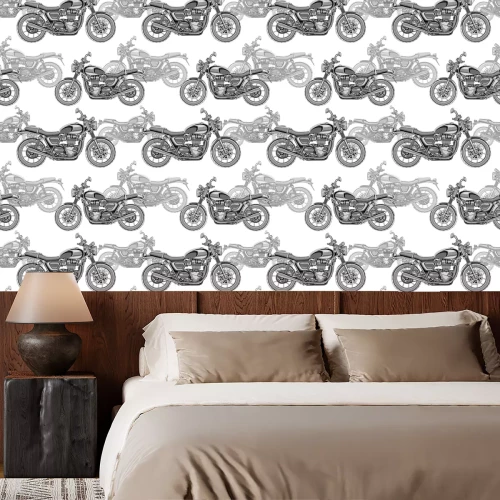 Behang Monochromatische retro-motorfietsen