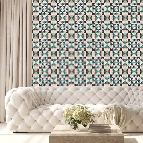 Behang Symmetrisch mozaïek van driehoeken