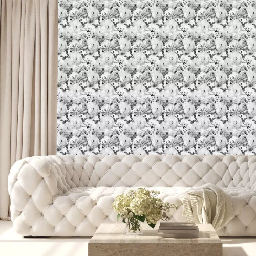 Behang Delicaat grijs bloemenpatroon