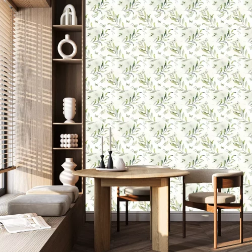 Behang Plantencompositie met vlinders