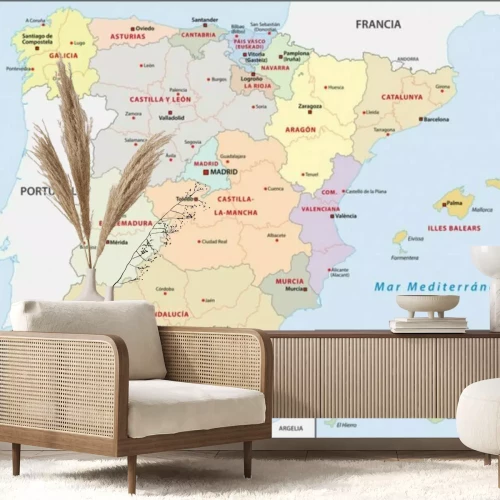 Fotobehang Kaart van Spanje
