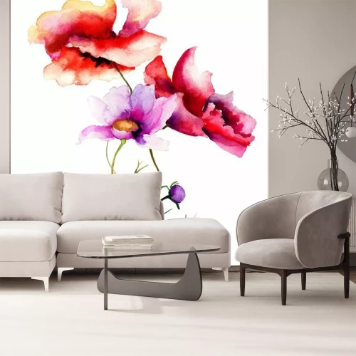 Fotobehang Aquarel wilde bloemen