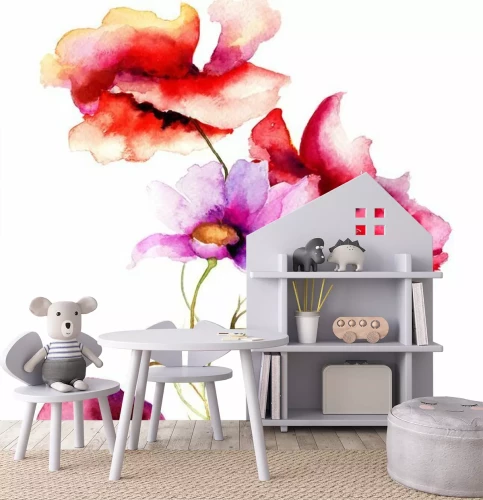 Fotobehang Aquarel wilde bloemen